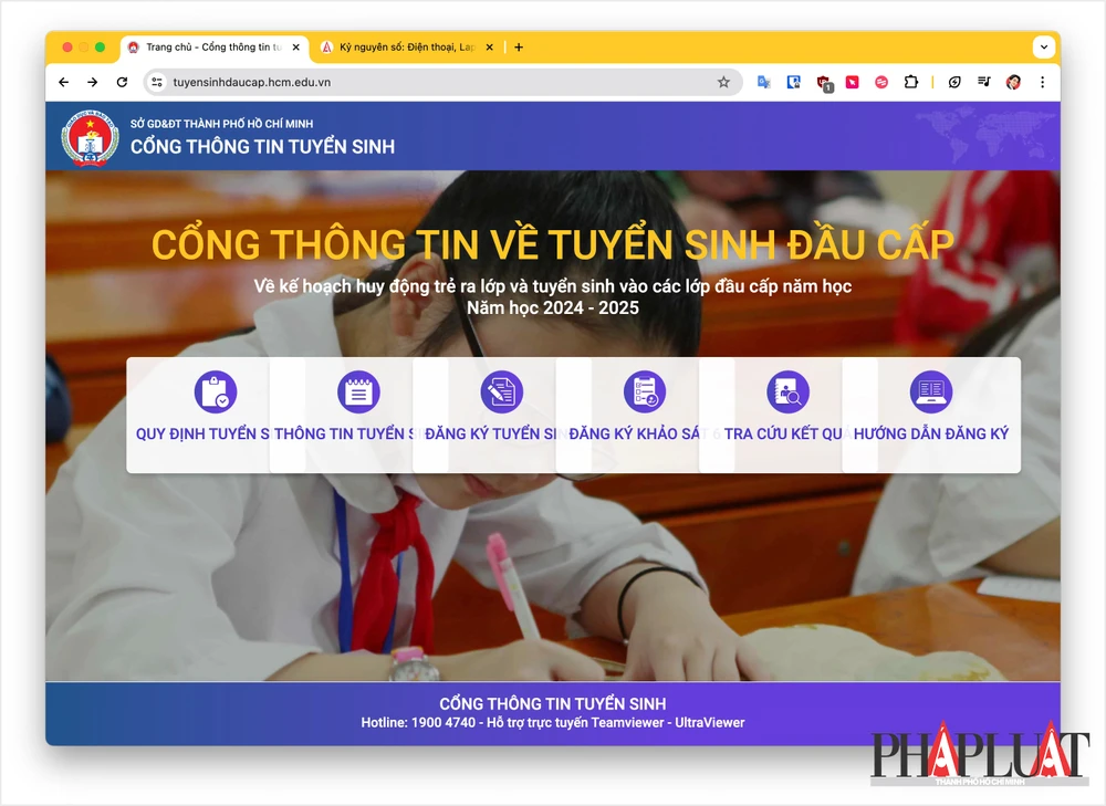 Đăng ký tuyển sinh lớp 1 online giúp tiết kiệm thời gian và công sức đi lại. Ảnh: MINH HOÀNG Đăng ký tuyển sinh lớp 1 online giúp tiết kiệm thời gian và công sức đi lại. Ảnh: MINH HOÀNG