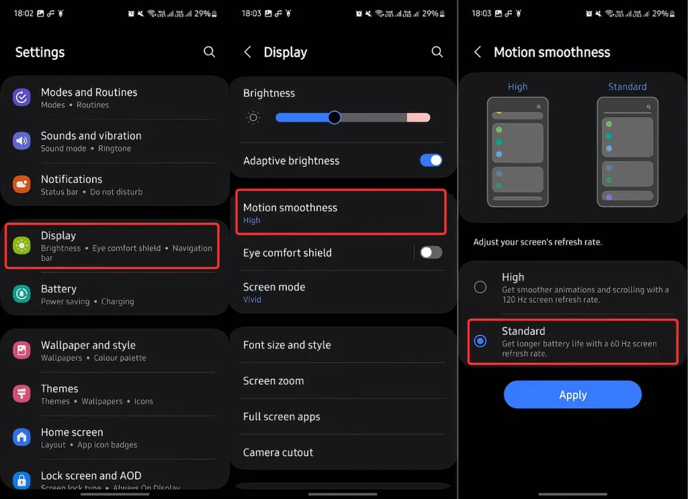 Tùy chỉnh tần số quét màn hình điện thoại Samsung. Tùy chỉnh tần số quét màn hình điện thoại Samsung.