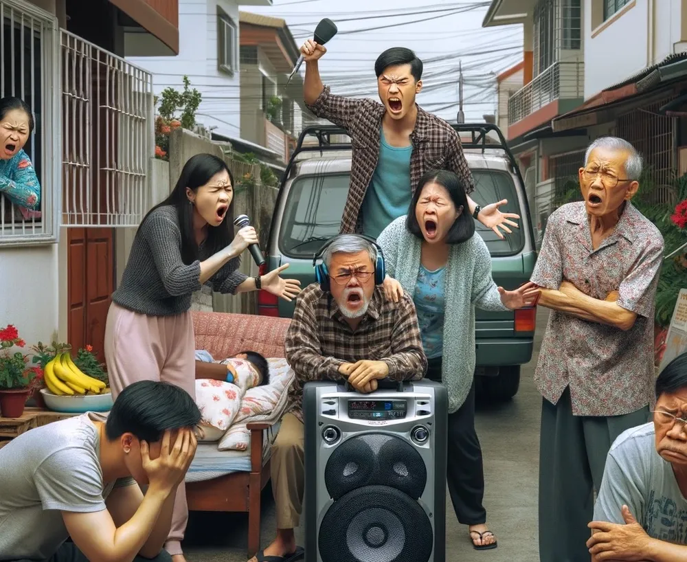 Nhiều người hát karaoke ồn ào bất kể giờ giấc, ảnh hưởng không nhỏ đến hàng xóm. Ảnh: AI