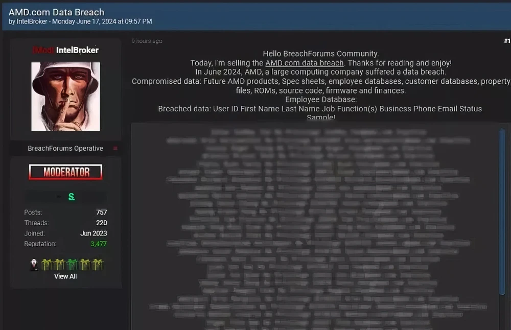 Tin công nghệ 24-6: Intelbroker đã đăng ảnh chụp màn hình từ các hệ thống nội bộ của AMD để chứng minh rằng họ có dữ liệu. Tin công nghệ 24-6: Intelbroker đã đăng ảnh chụp màn hình từ các hệ thống nội bộ của AMD để chứng minh rằng họ có dữ liệu.