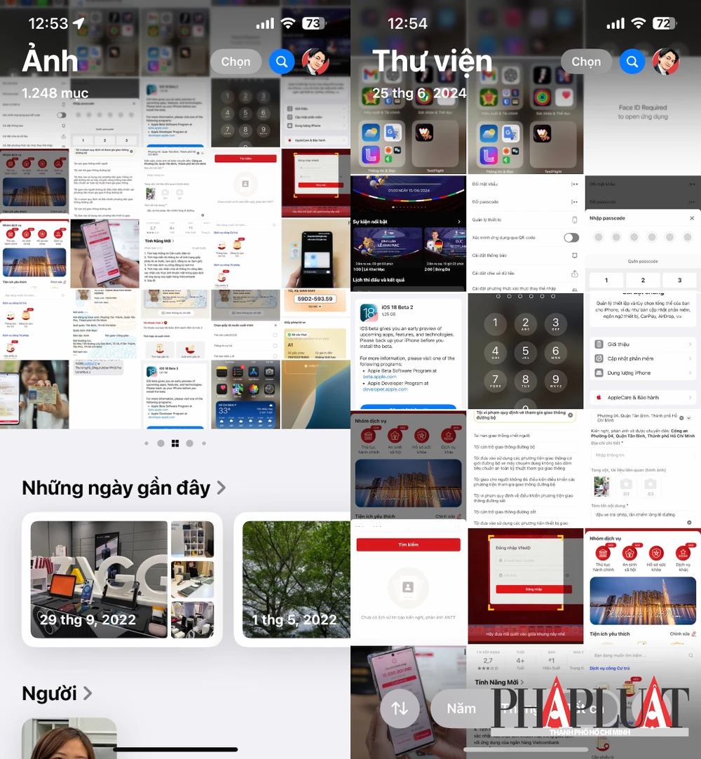 Ứng dụng Photos (ảnh) trên iOS 18 beta 3 đã thông minh hơn, thuận tiện hơn. Ảnh: MINH HOÀNG Ứng dụng Photos (ảnh) trên iOS 18 beta 3 đã thông minh hơn, thuận tiện hơn. Ảnh: MINH HOÀNG