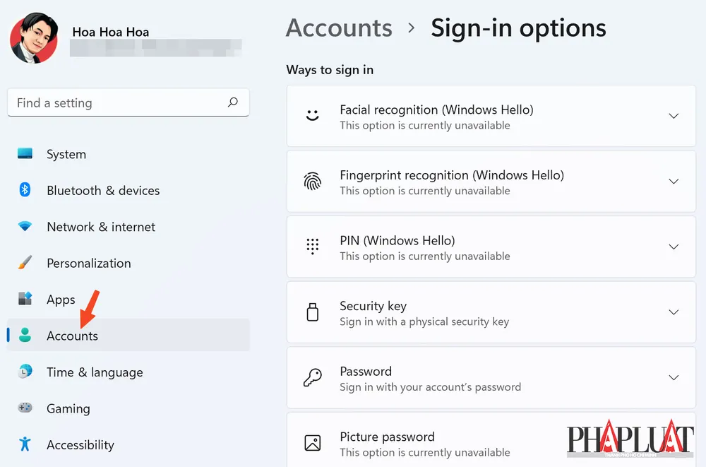 Thiết lập Windows Hello trên máy tính Windows. Ảnh: TIỂU MINH Thiết lập Windows Hello trên máy tính Windows. Ảnh: TIỂU MINH