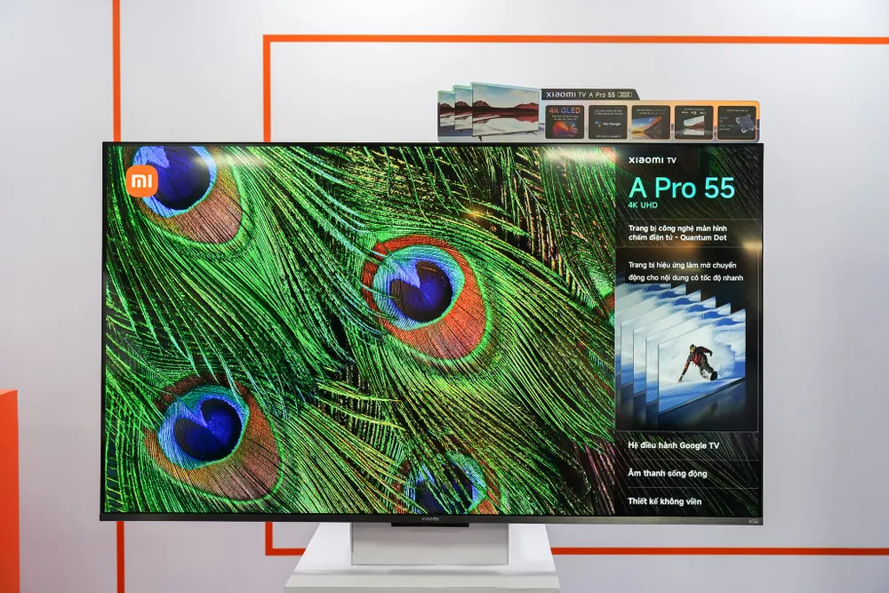 Xiaomi Tivi A Pro 55 inch nổi bật với thiết kế viền mỏng, là một trong các mẫu tivi 4K giá rẻ. Ảnh: TIỂU MINH Xiaomi Tivi A Pro 55 inch nổi bật với thiết kế viền mỏng, là một trong các mẫu tivi 4K giá rẻ. Ảnh: TIỂU MINH
