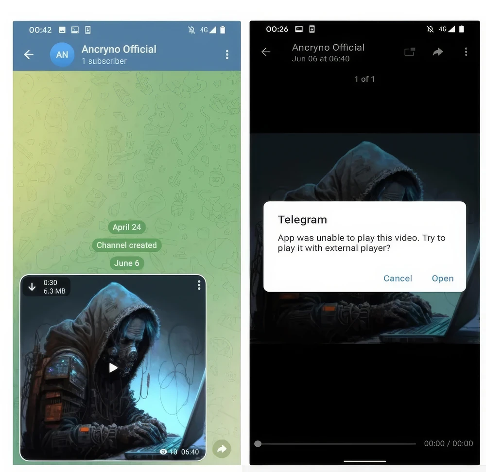 Lỗ hổng bảo mật trên ứng dụng Telegram. Ảnh: ESET Lỗ hổng bảo mật trên ứng dụng Telegram. Ảnh: ESET