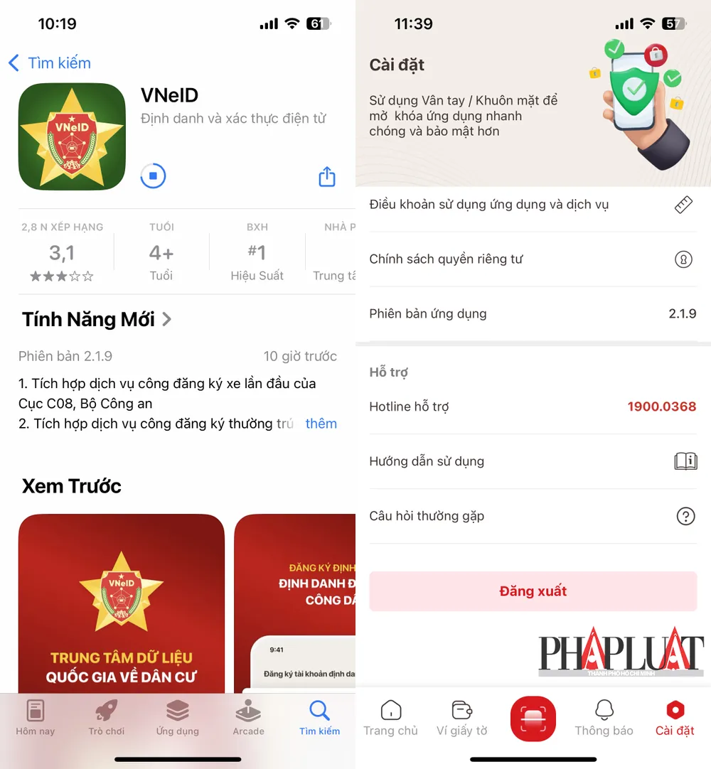 Cập nhật ứng dụng VNeID 2.1.9 để sử dụng các tính năng mới. Ảnh: MINH HOÀNG