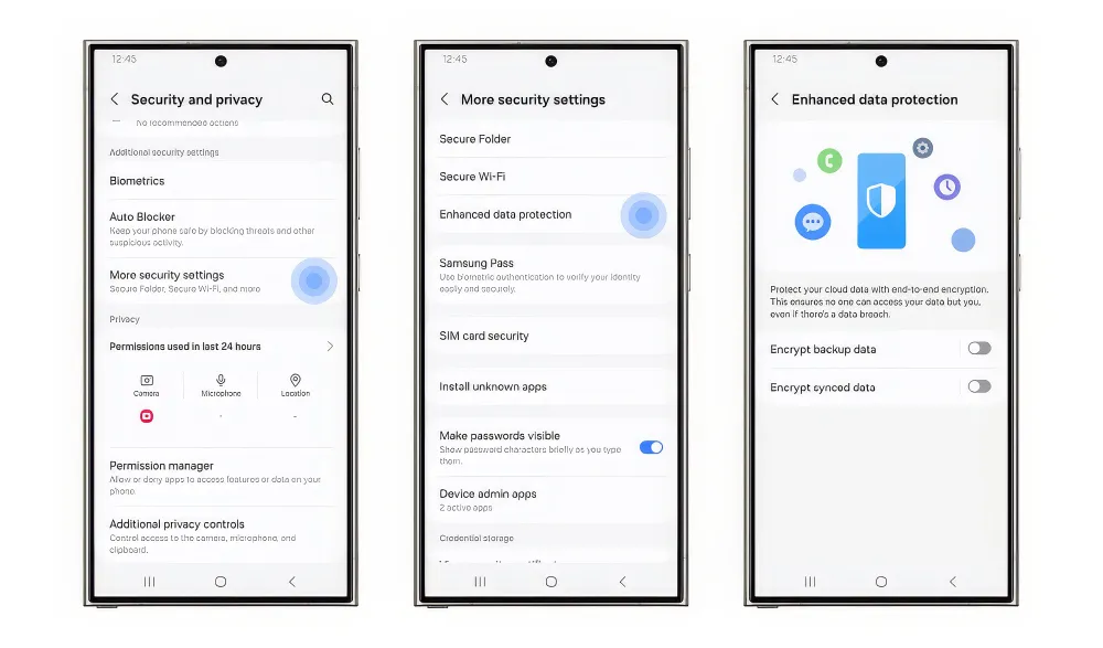 Bật tính năng mã hóa dữ liệu để tăng thêm phần bảo mật. Ảnh: Samsung Bật tính năng mã hóa dữ liệu để tăng thêm phần bảo mật. Ảnh: Samsung