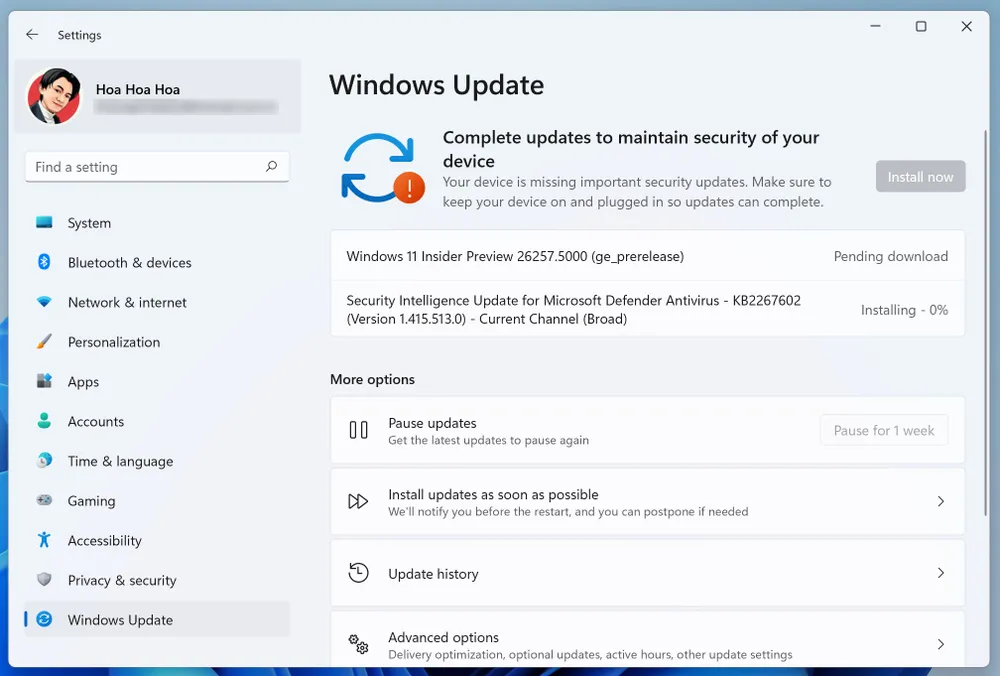 Cập nhật máy tính Windows là việc bạn nên thực hiện thường xuyên. Ảnh: MINH HOÀNG Cập nhật hệ thống là việc bạn nên thực hiện thường xuyên. Ảnh: MINH HOÀNG
