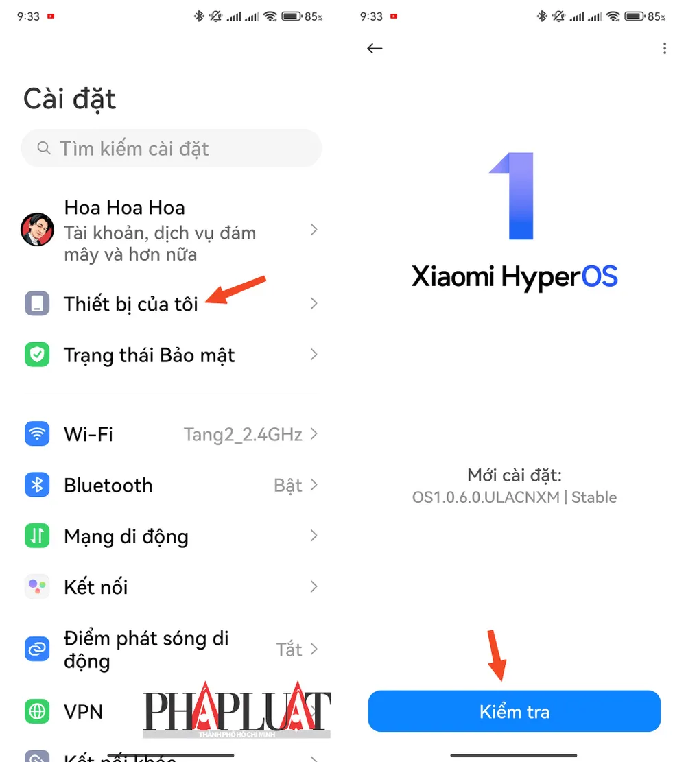 Cài đặt các bản cập nhật phần mềm trên điện thoại. Ảnh: MINH HOÀNG Cài đặt các bản cập nhật phần mềm trên điện thoại. Ảnh: MINH HOÀNG