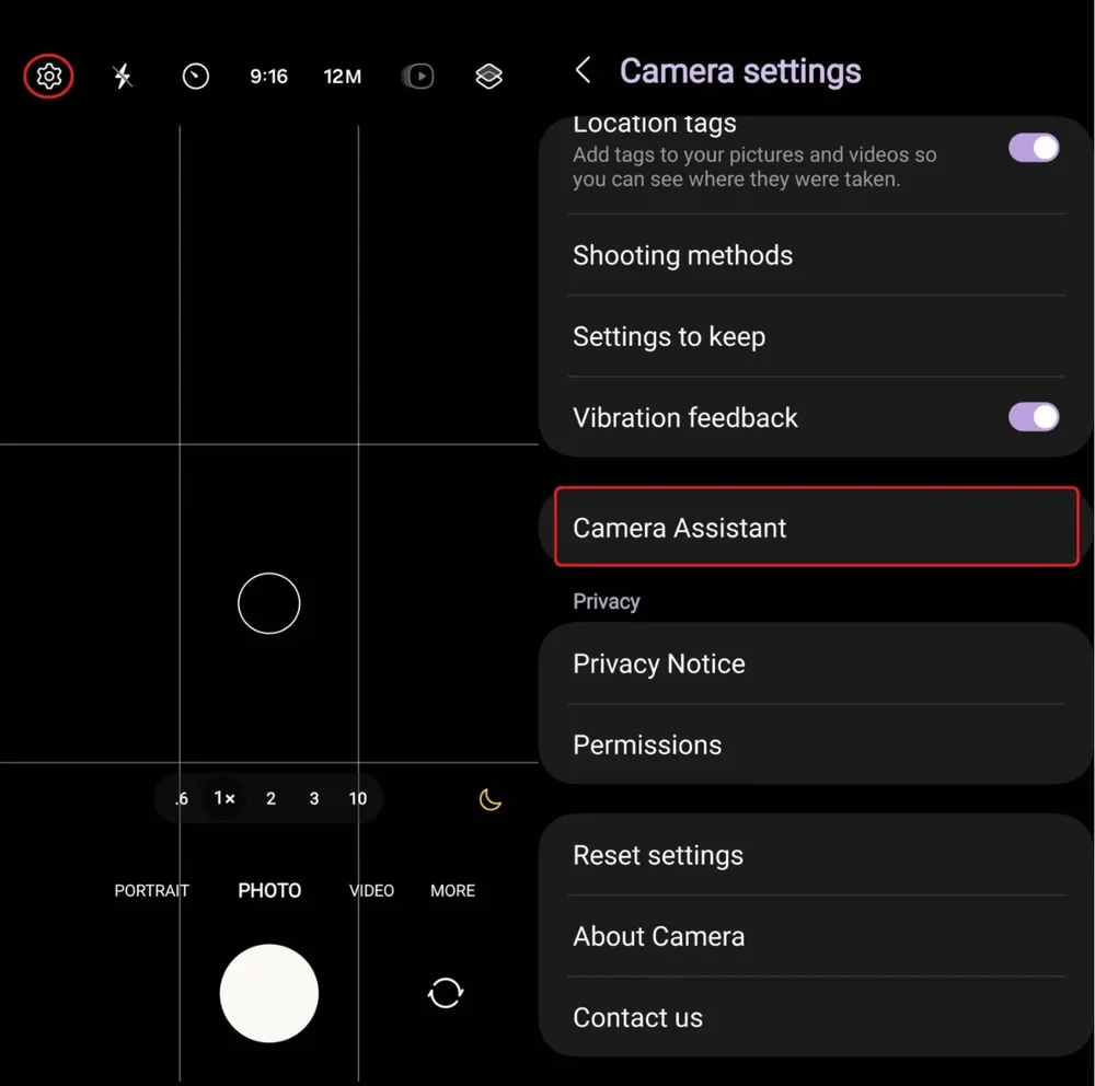 Cách cài đặt và kích hoạt Samsung Camera Assistant. Ảnh chụp màn hình