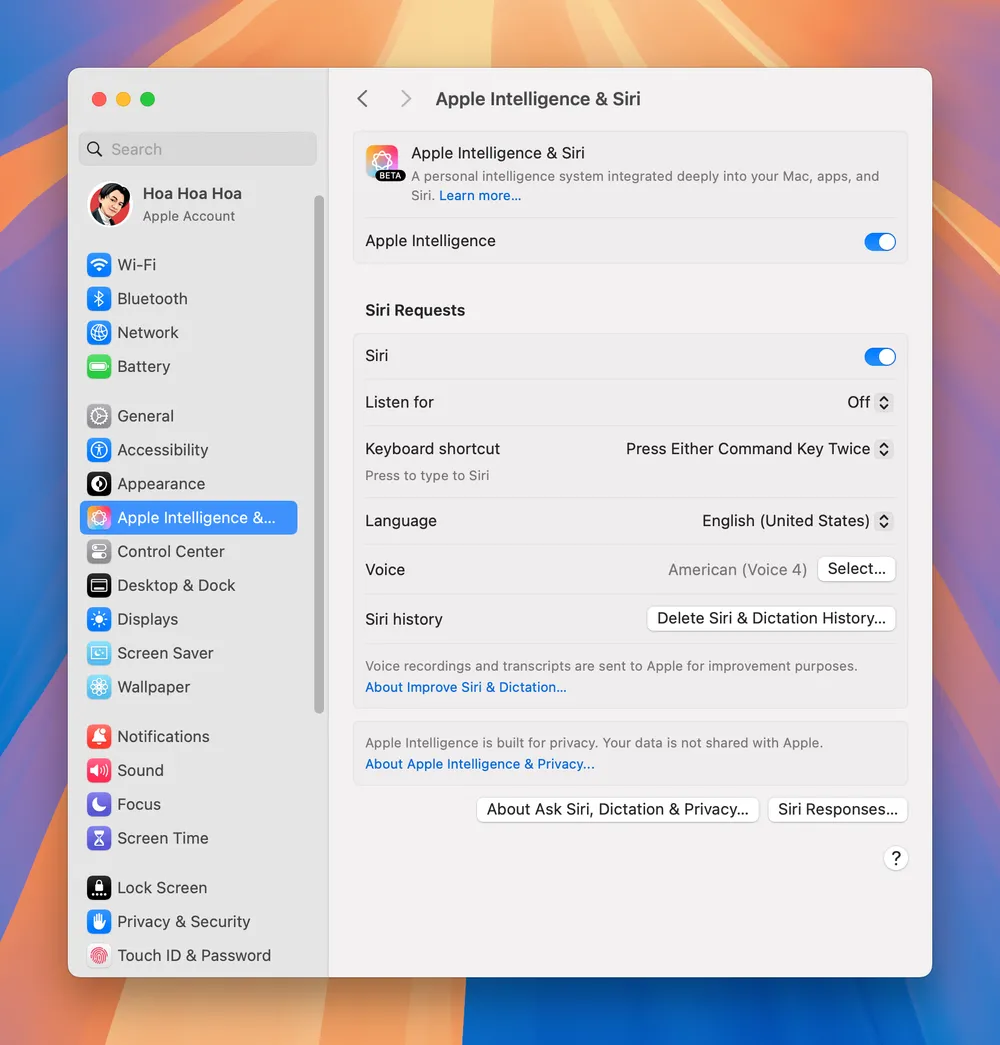 Apple Intelligence trên macOS 15.1. Ảnh: TIỂU MINH Apple Intelligence trên macOS 15.1. Ảnh: TIỂU MINH