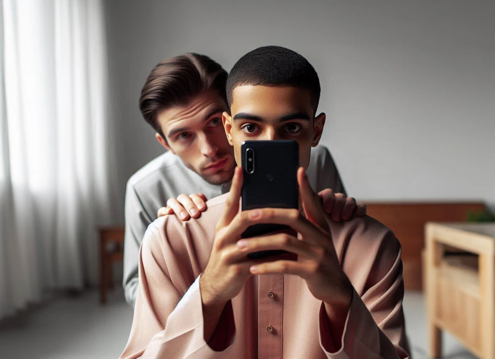 Có nhiều cách để hạn chế bị người khác nhìn lén điện thoại qua vai. Ảnh: AI