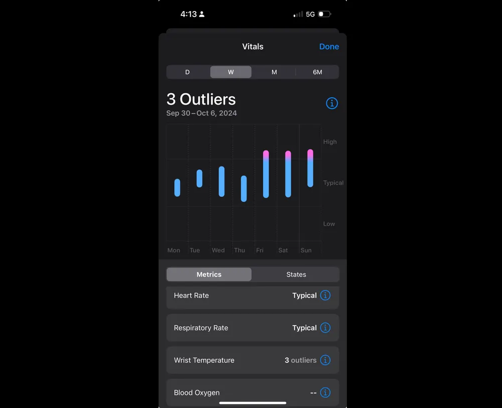 Ứng dụng Vitals cung cấp cho người dùng thông tin cảnh báo trước khi họ bị ốm. Ảnh chụp màn hình