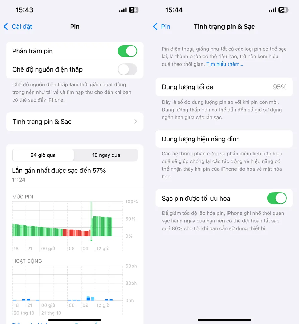 Tin công nghệ 21-10: Nếu dung lượng tối đa dưới 80%, bạn nên thay pin iPhone mới để có được trải nghiệm tốt nhất. Ảnh: TIỂU MINH Tin công nghệ 21-10: Nếu dung lượng tối đa dưới 80%, bạn nên thay pin iPhone mới để có được trải nghiệm tốt nhất. Ảnh: TIỂU MINH