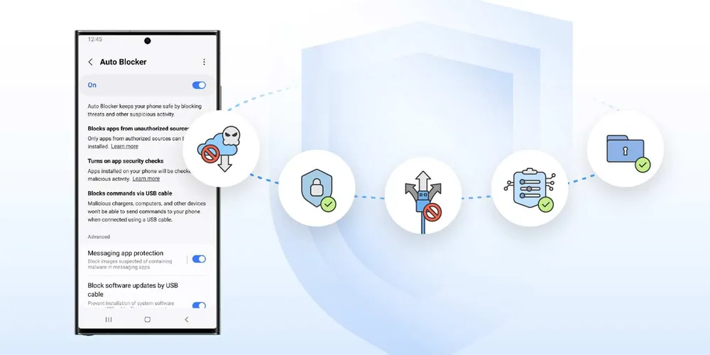 Tính năng Auto Blocker được điều chỉnh lại trong bản cập nhật bảo mật tháng 11. Ảnh: Samsung