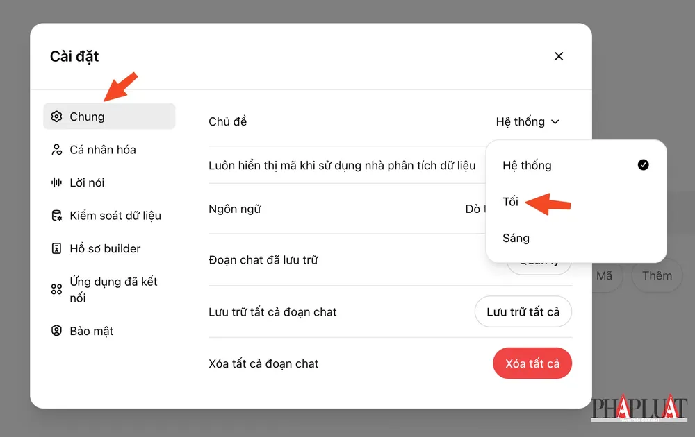 Tùy chỉnh chủ đề sáng hoặc tối cho phù hợp với phong cách làm việc của bạn trên máy tính, điện thoại. Ảnh: TIỂU MINH