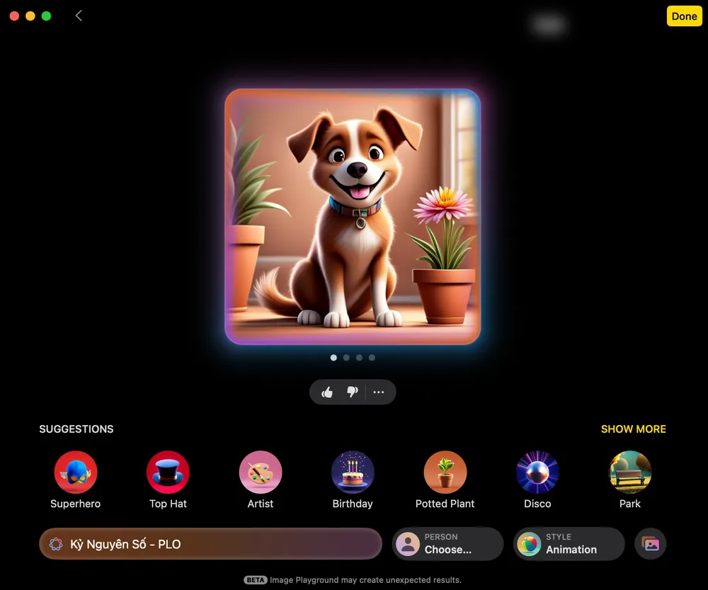 Tính năng Image Playground cũng có sẵn trên các dòng máy Mac sử dụng chip M. Ảnh: TIỂU MINH