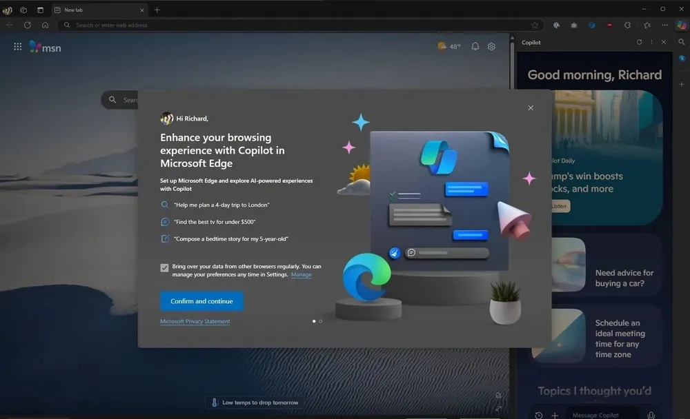 Microsoft cố gắng kêu người dùng chuyển dữ liệu sang trình duyệt Edge. Ảnh: The Verge