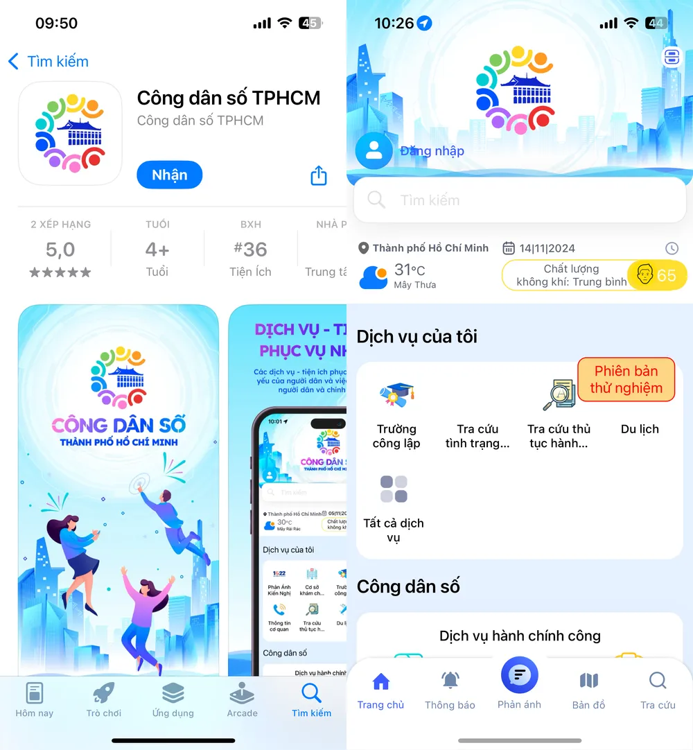 Cài đặt ứng dụng Công dân số TP.HCM trên App Store. Ảnh: MINH HOÀNG