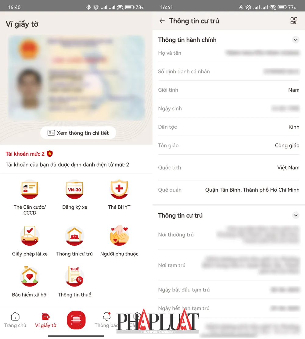 Cách xem sổ hộ khẩu điện tử trên ứng dụng VNeID. Ảnh: MINH HOÀNG