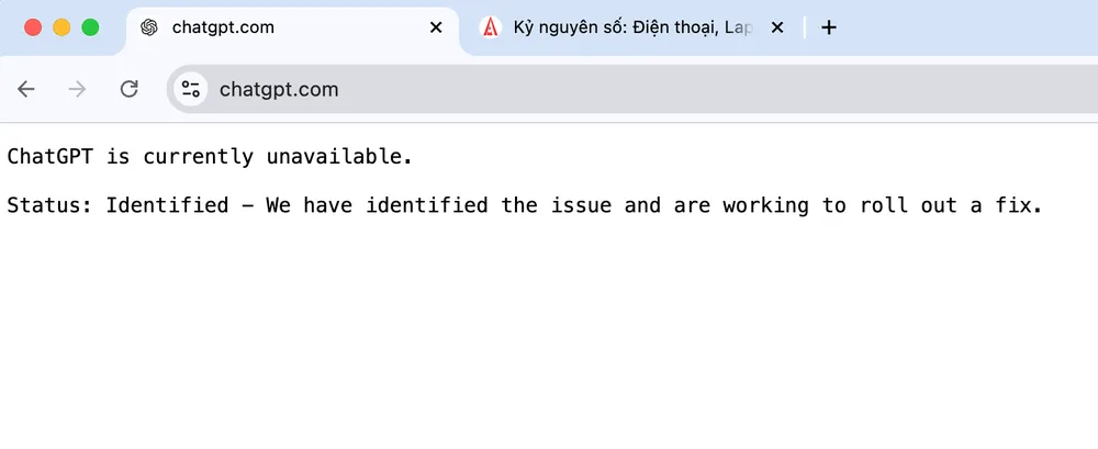 ChatGPT bị sập trên toàn cầu. Ảnh: TIỂU MINH