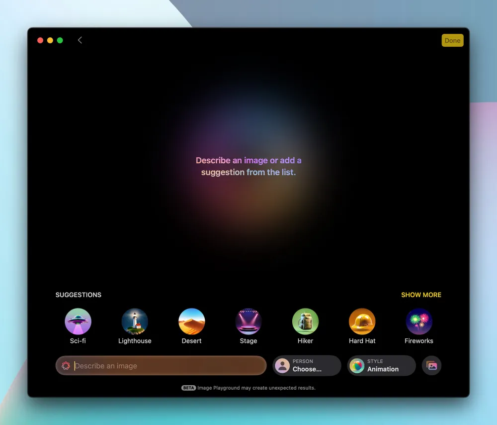 Image Playground trên máy Mac. Ảnh: TIỂU MINH