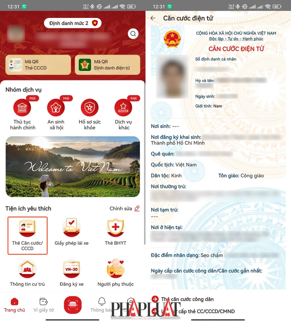 Cách xem căn cước điện tử trên ứng dụng VNeID. Ảnh: MINH HOÀNG