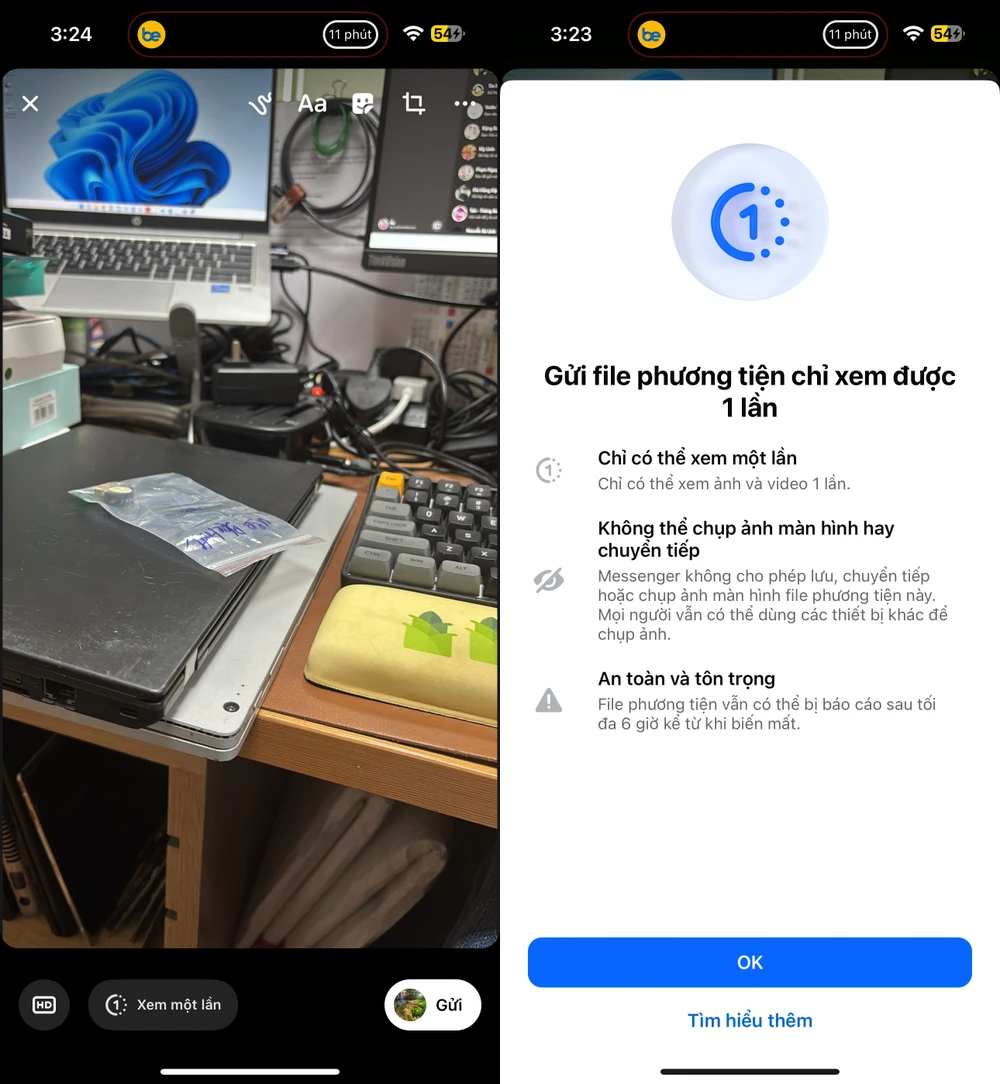 Tin công nghệ 31-3: Cách gửi ảnh xem một lần trên Messenger. Ảnh: TIỂU MINH Tin công nghệ 31-3: Cách gửi ảnh xem một lần trên Messenger. Ảnh: TIỂU MINH