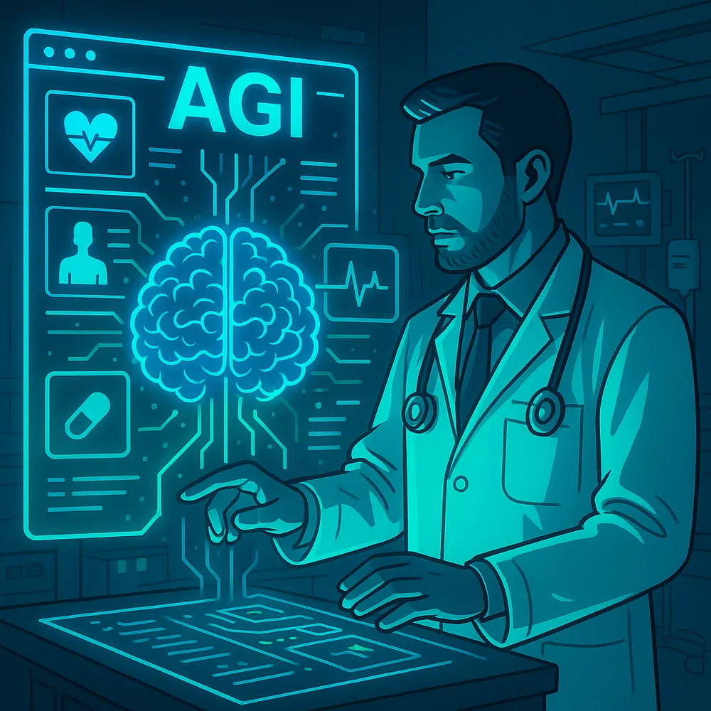 Tương lai máy móc giỏi như bác sĩ không còn xa vời. Ảnh: AI Tương lai máy móc giỏi như bác sĩ không còn xa vời. Ảnh: AI