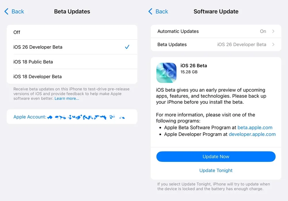 Cách cài đặt bản cập nhật iOS 26 beta. Ảnh: CNET Cách cài đặt bản cập nhật iOS 26 beta. Ảnh: CNET