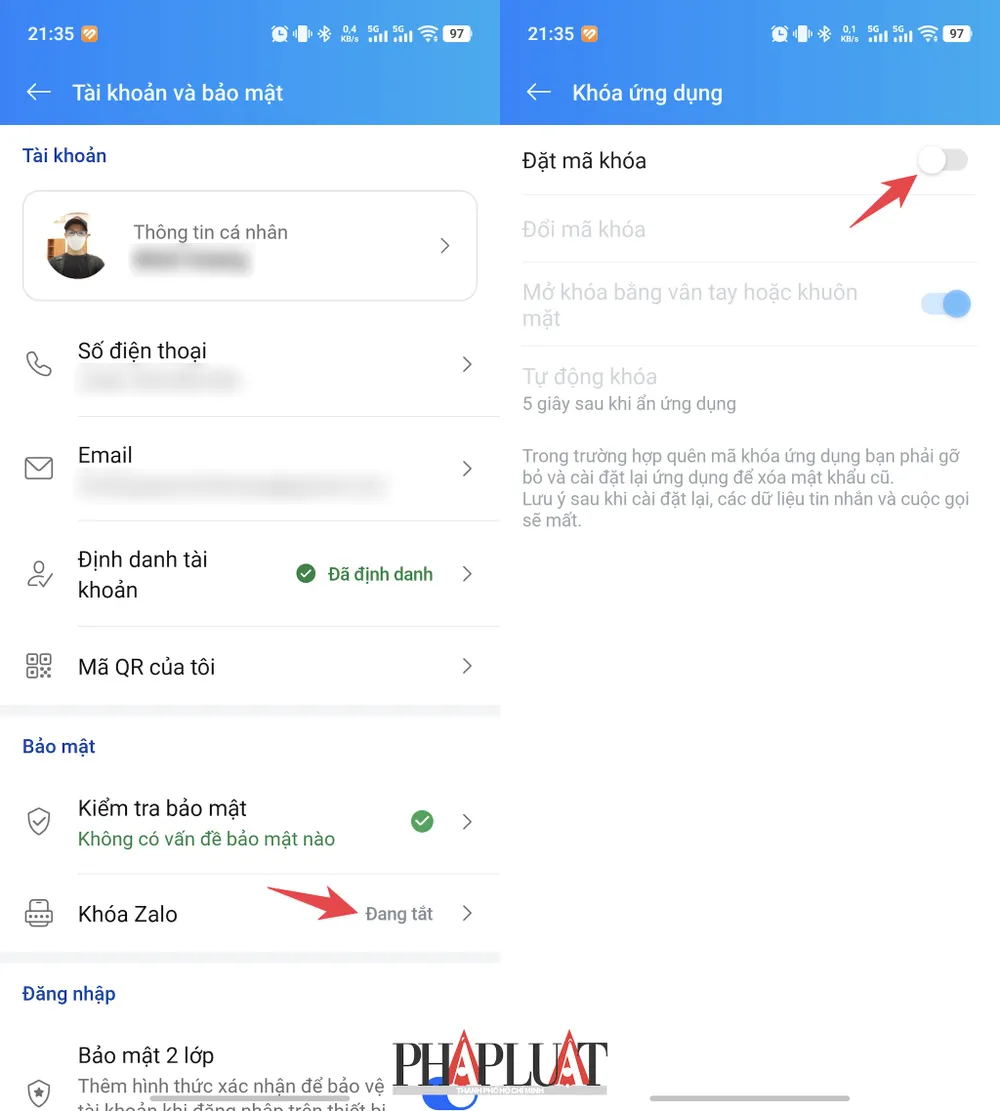 Khóa Zalo để tránh bị lộ tin nhắn Zalo riêng tư. Ảnh: MINH HOÀNG