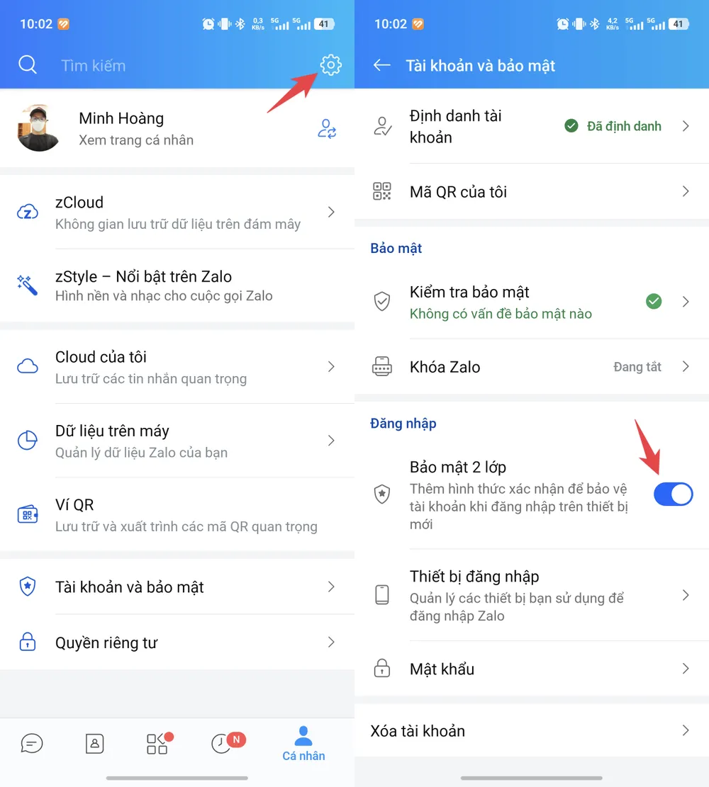 Cách bật Bảo mật 2 lớp cho cho tài khoản Zalo trên điện thoại. Ảnh: MINH HOÀNG