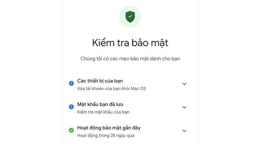 Kiểm tra bảo mật tài khoản Google toàn diện. Ảnh: TIỂU MINH