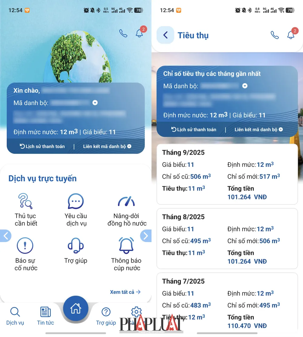 Kiểm tra lịch cúp nước và lượng nước tiêu thụ hàng tháng. Ảnh: MINH HOÀNG