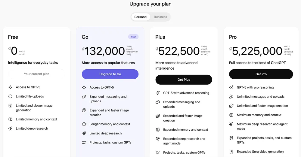 OpenAI ra mắt ChatGPT Go giá rẻ tại Việt Nam. Ảnh: TIỂU MINH