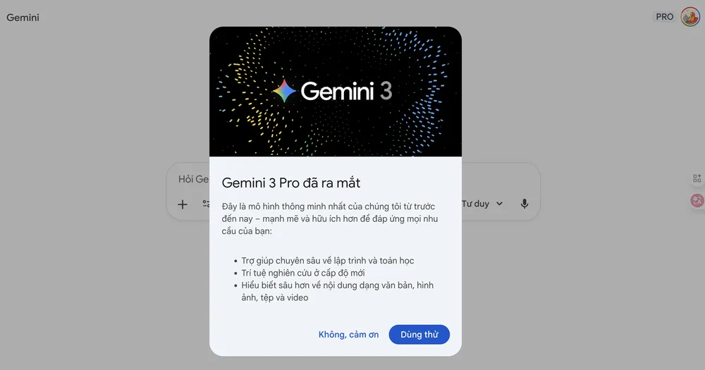 Người dùng Gemini đã có thể sử dụng mô hình Gemini 3. Ảnh: TIỂU MINH