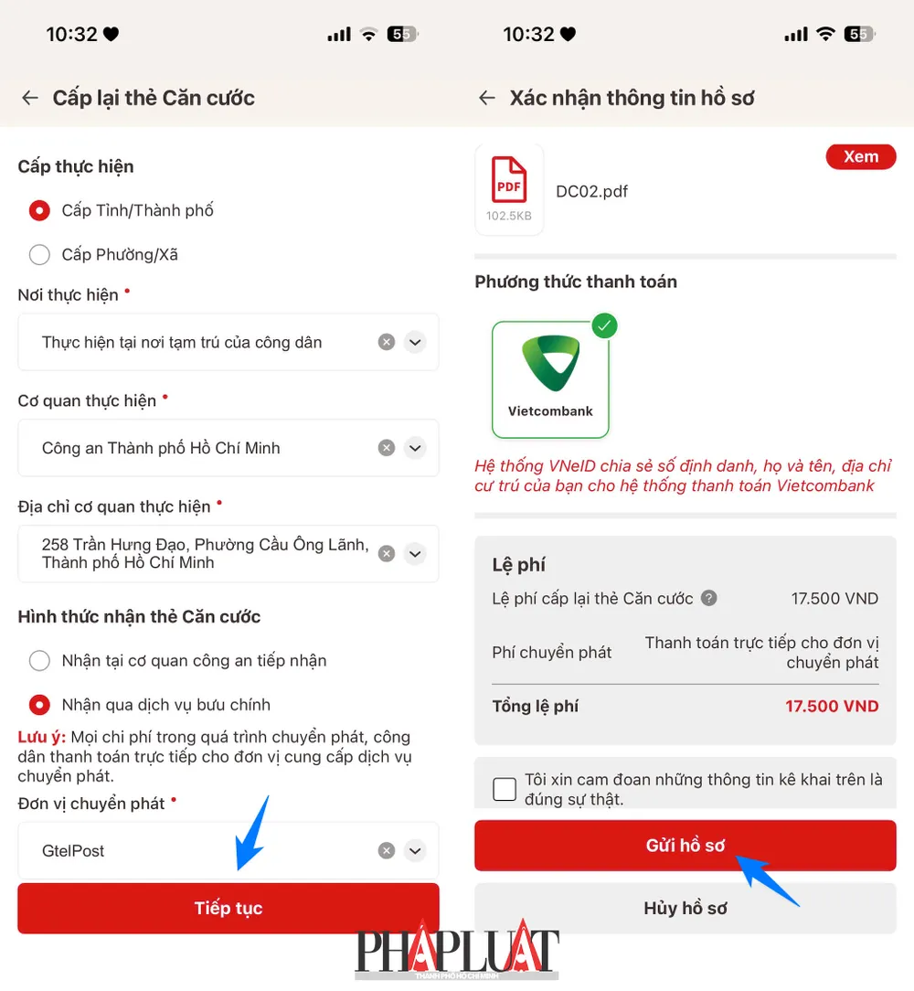 Nhận thẻ căn cước mới qua dịch vụ bưu chính. Ảnh: MINH HOÀNG