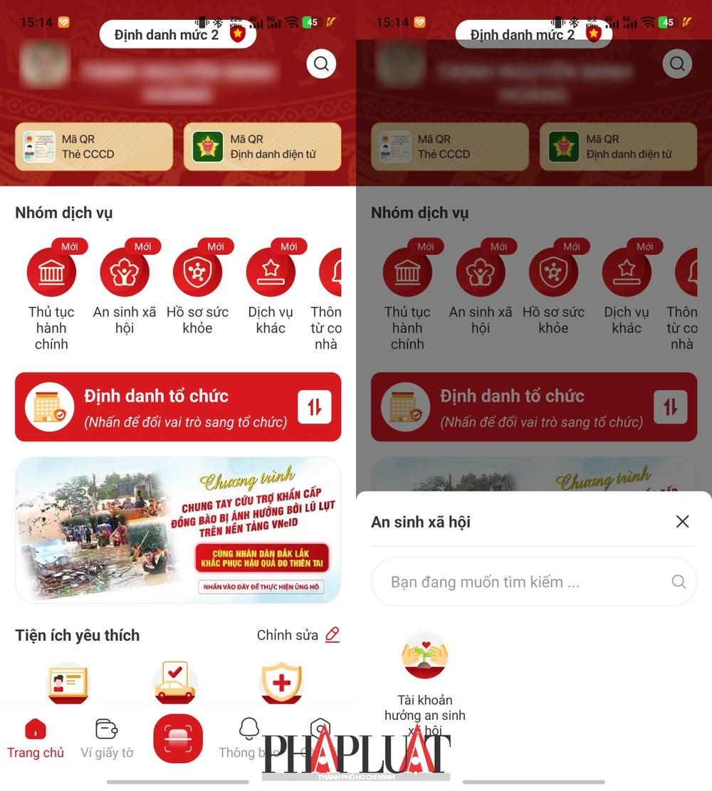 Đăng ký tài khoản an sinh xã hội trên ứng dụng VNeID. Ảnh: MINH HOÀNG