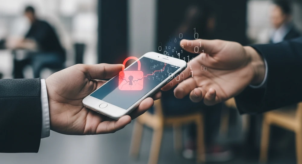 Nhiều rủi ro khi cho người khác mượn điện thoại. Ảnh minh họa: AI
