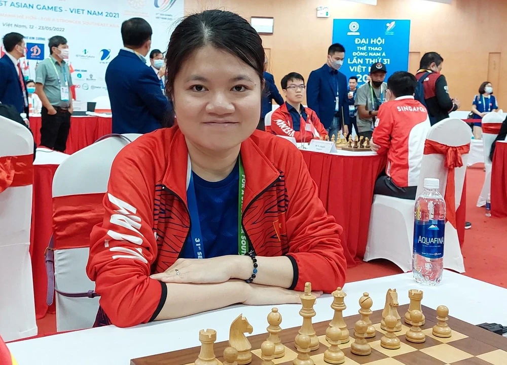 Phạm Lê Thảo Nguyên giành HCV thứ 2 ở môn cờ vua. Ảnh: QUÝ LƯỢNG