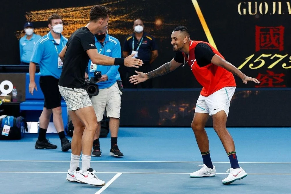 Đôi Kyrgios - Kokkinakis ăn mừng chức vô địch Grand Slam Úc mở rộng 2022. Ảnh: GETTY