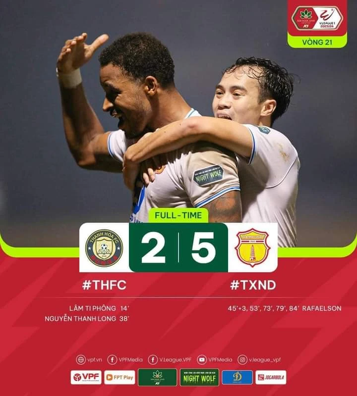 Tiền đạo Rafaelson cùng Văn Toàn ăn mừng chiến thắng. Ảnh: VPF cu-repoker-1.jpg
