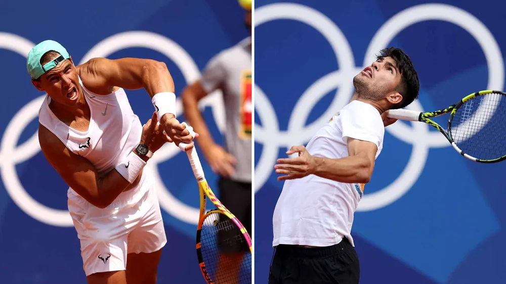 Nadal và Alcaraz là những đại diện của Tây Ban Nha tranh tài tại Olympic Paris. Ảnh: ATP olympics-nadal-alcaraz.jpg