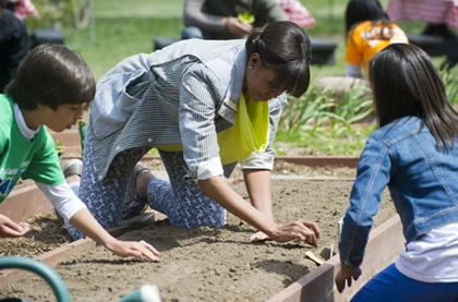 Bà Obama xắn tay ra vườn trồng rau ảnh 1