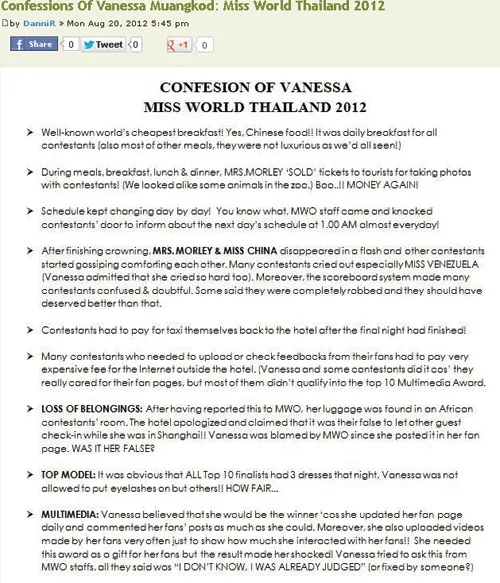 Hoa hậu Thái Lan tiếp tục 'tố' BTC Hoa hậu Thế giới ảnh 1 Hoa hậu Thái Lan tiếp tục 'tố' BTC Hoa hậu Thế giới ảnh 1