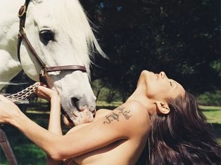 Đấu giá bức ảnh ngựa "hôn" ngực trần Angelina Jolie ảnh 1
