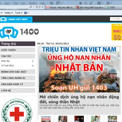 Nhắn tin để ủng hộ Nhật Bản ảnh 1 Nhắn tin để ủng hộ Nhật Bản ảnh 1