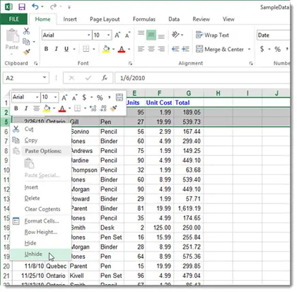 Cách tạm thời ẩn hàng, cột trong Excel 2013 ảnh 5 Cách tạm thời ẩn hàng, cột trong Excel 2013 ảnh 5