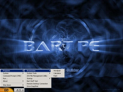 Hình M: Giao diện BartPE cung cấp cho bạn một phiên bản của Windows XP