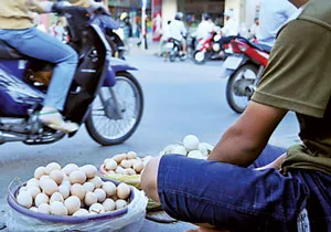 Trứng được gọi là trứng gà ta thường được bán ở lề đường. Ảnh: Anh Quang Trứng được gọi là trứng gà ta thường được bán ở lề đường. Ảnh: Anh Quang