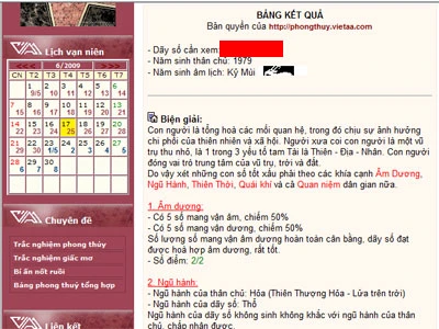 Coi bói số điện thoại trên website.